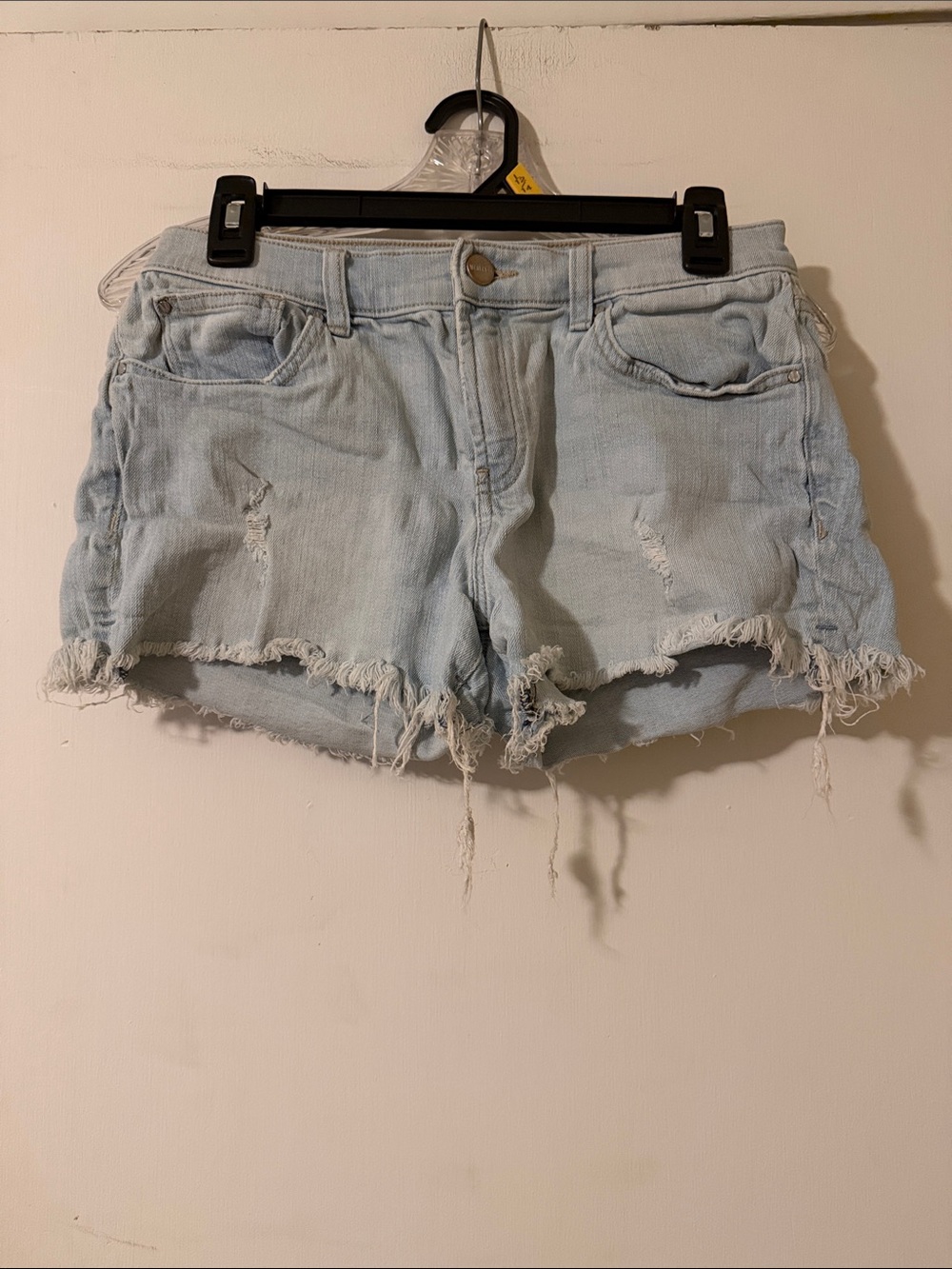 Frayed Light Blue Denim Cutoff Shorts